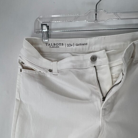 Talbots Flawless Girlfriend Jeans Women 10P Mid-Rise Cropped Stretch Denim White - Picture 9 of 9